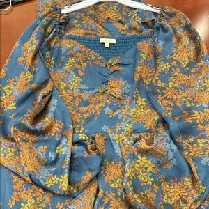 Floral Blue and Orange Dress